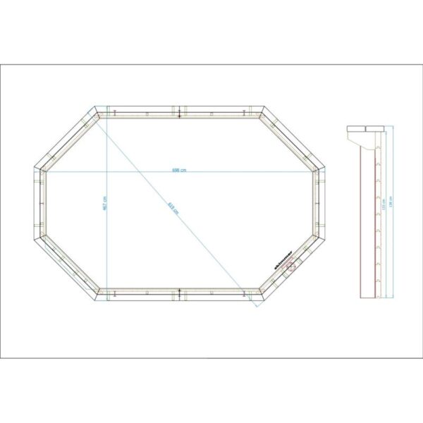 imagen plano piscina de madera 698cm x 467cm x 138cm
